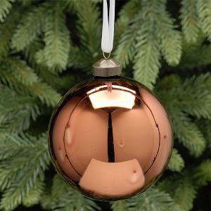 Festive 10cm Shiny Copper Glass Bauble