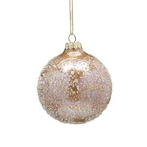 Festive 8cm Gold Iridescent Crusted Glass Bauble
