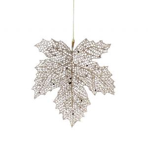 Festive 15cm Gold Acrylic Maple Leaf Tree Decoration