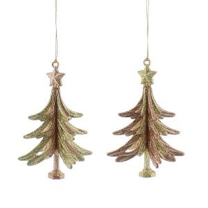 Festive 14cm Rose Gold & Gold Tree Decoration (Assorted Designs)