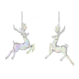 Festive 15cm Clear Iridescent Reindeer Tree Decoration (Assorted Designs)