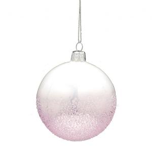 Festive 8cm White Pink Ombre Glass Bauble