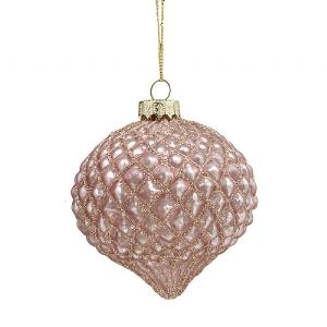 Festive 8cm Rose Gold Onion Glass Bauble