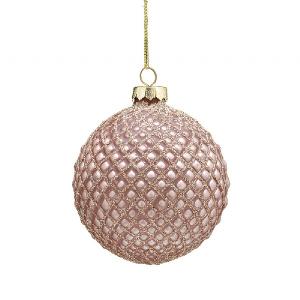 Festive 8cm Rose Gold Cross Glass Bauble