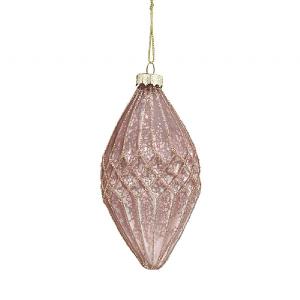 Festive 13cm Rose Gold Olive Glass Bauble
