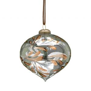 Festive 10cm Clear Copper Leaf Glass Bauble