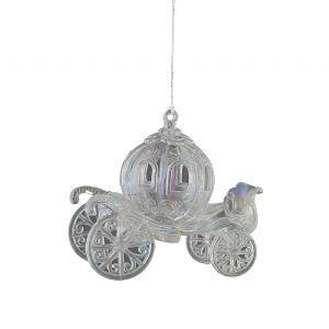 Festive 12cm Clear Iridescent Carriage Tree Decoration