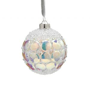 Festive 8cm Iridescent Sequin Glass Bauble