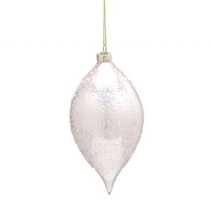 Festive 15cm Pink Iridescent Glass Olive Bauble