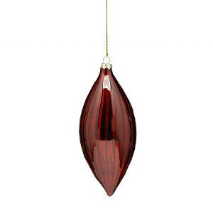 Festive 16cm Red Antique Style Drop Glass Bauble