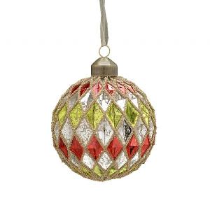 Festive 8cm Diamond Cross Glass Bauble