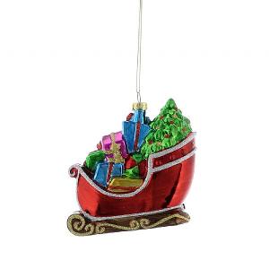 Festive 11cm Red & Gold Sleigh Tree Decoration