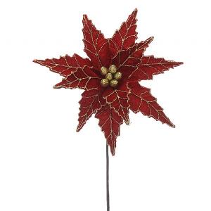 Festive 37cm Red Velvet Poinsettia
