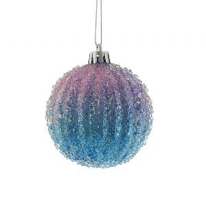 Festive 10cm Purple & Blue Frosted Shatterproof Bauble