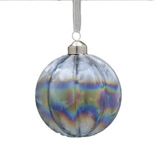 Festive 8cm Iridescent, Blue & Purple Glass Bauble