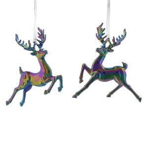 Festive 15cm Petrol Iridescent Reindeer (Assorted Designs)