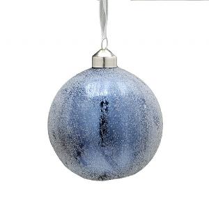 Festive 8cm Navy Crusted Glass Bauble
