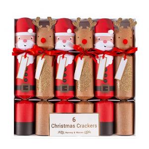 Harvey & Mason Santa and Rudolph 12" Crackers - Pack of 6
