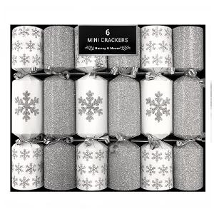 Mini Silver Snowflake 8.5" Crackers - Pack of 6