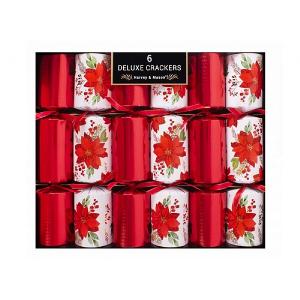 Harvey & Mason Delux Poinsettia 13.5" Crackers - Pack of 6