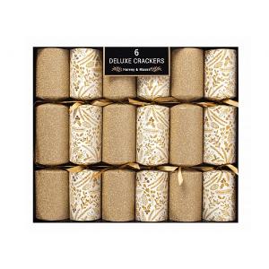Harvey & Mason Deluxe Gold Foliage 13.5" Crackers - Pack of 6