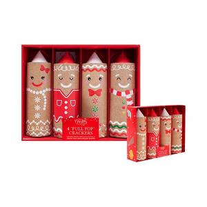 Pull Pop Gingerbread 6" Crackers - Pack of 4