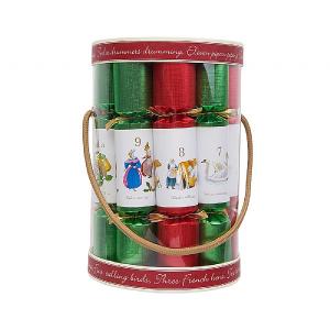 Robin Reed Red & Gold 12 Days of Christmas 10" Christmas Crackers - Pack of 12