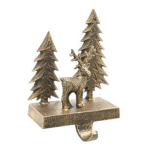 Ivyline Brass Deer Stocking Holder