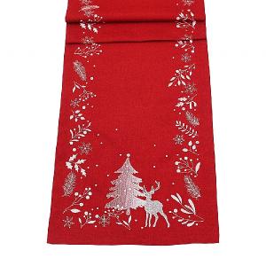 Peggy Wilkins Frosty Forest Red Table Runner 35cm x 190cm