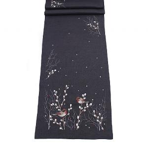 Peggy Wilkins Hedgerow Pewter Table Runner 35cm x 190cm