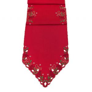 Peggy Wilkins Mistletoe Robin Red Table Runner 35cm x 190cm