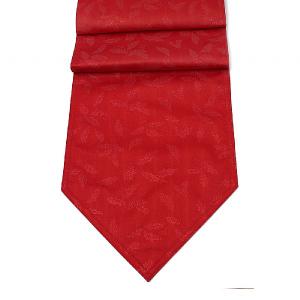 Peggy Wilkins Silver Holly Red Table Runner 35cm x 190cm