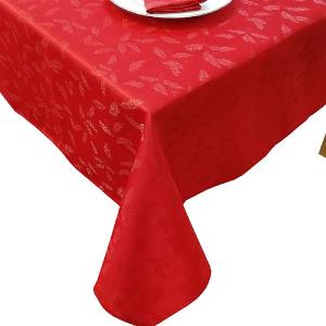 Peggy Wilkins Silver Holly Red Tablecloth 170cm x 250cm