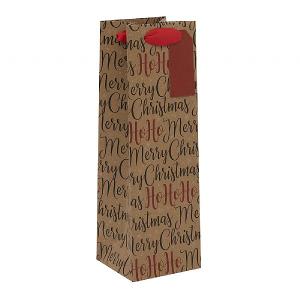 Glick Merry Hohoho Kraft Bottle Bag