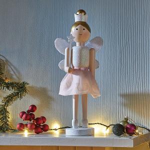 Pink & White Fairycracker Hand-Painted Wooden Ornament (Large)