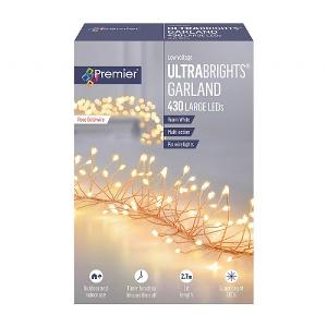 Premier 430 Warm White UltraBrights Rose Gold LED Garland Lights