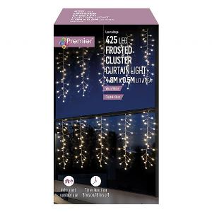 Premier 425 Warm White LED Frost Cluster Curtain