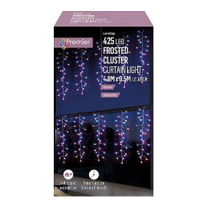 Premier 425 Red, Blue & White LED Frost Cluster Curtain