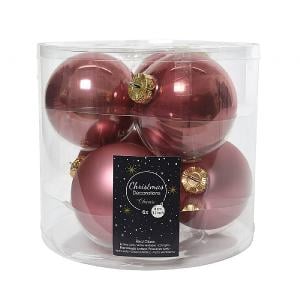 Decoris Velvet Pink 80mm Glass Bauble (Pack of 6)