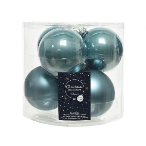 Decoris Blue Dawn 80mm Glass Bauble (Pack of 6)
