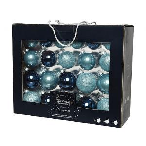 Decoris Assorted Blue Glass Baubles (Box of 42)