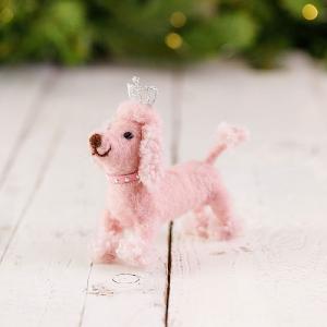 Felt Pink Poodle in Crown Tree Decoration