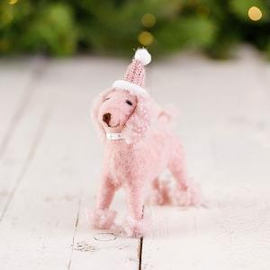 Felt Pink Poodle Hat Tree Decoration
