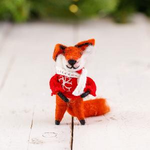 Felt Fox Red Coat Tree Decoration