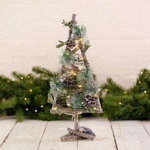 Silver Wooden Tree with 20 LED's 48cm