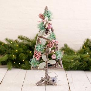 Pink Wooden Tree with 20 LED's 48cm