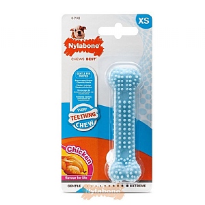 Nylabone Puppy Teething Chew Blue Dental Bone Chicken Flavour (Extra Small)