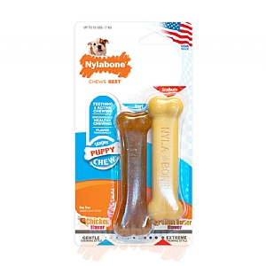 Nylabone Stages Puppy Chew Twin Pack Peanut Butter Flavour and Chicken Flavour (Extra Small)