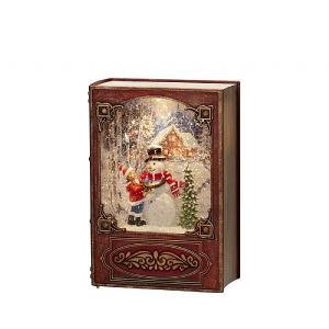 Konst Smide Snowman Water Fillled Red Book Lantern