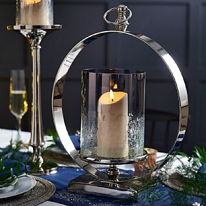 Circular Glass Pillar Candle Holder 46cm